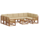 Udendørs sofagruppe med pude 10 pcs Naturlig og Beige