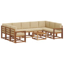 Udendørs sofagruppe med pude 10 pcs Naturlig og Beige