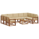 Udendørs sofagruppe med pude 10 pcs Naturlig og Beige