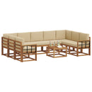 Udendørs sofagruppe med pude 10 pcs Naturlig og Beige