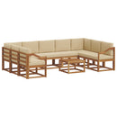 Udendørs sofagruppe med pude 10 pcs Naturlig og Beige