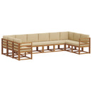 Udendørs sofagruppe med pude 10 pcs Naturlig og Beige