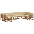 Udendørs sofagruppe med pude 10 pcs Naturlig og Beige