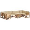 Udendørs sofagruppe med pude 11 pcs Naturlig og Beige