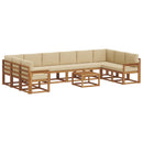 Udendørs sofagruppe med pude 11 pcs Naturlig og Beige