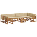 Udendørs sofagruppe med pude 11 pcs Naturlig og Beige