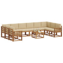 Udendørs sofagruppe med pude 11 pcs Naturlig og Beige