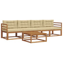 Udendørs sofagruppe med pude 5 pcs Naturlig og Beige
