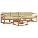 Udendørs sofagruppe med pude 5 pcs Naturlig og Beige