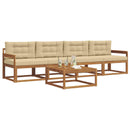 Udendørs sofagruppe med pude 5 pcs Naturlig og Beige