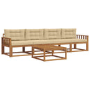 Udendørs sofagruppe med pude 5 pcs Naturlig og Beige