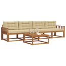Udendørs sofagruppe med pude 5 pcs Naturlig og Beige