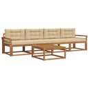 Udendørs sofagruppe med pude 5 pcs Naturlig og Beige