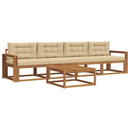 Udendørs sofagruppe med pude 5 pcs Naturlig og Beige