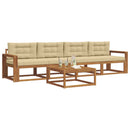 Udendørs sofagruppe med pude 5 pcs Naturlig og Beige