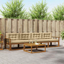 Udendørs sofagruppe med pude 5 pcs Naturlig og Beige