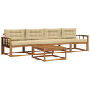 Udendørs sofagruppe med pude 5 pcs Naturlig og Beige