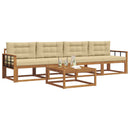 Udendørs sofagruppe med pude 5 pcs Naturlig og Beige