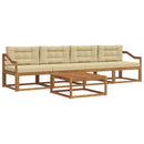 Udendørs sofagruppe med pude 5 pcs Naturlig og Beige