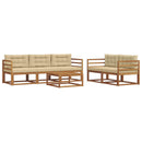 Udendørs sofagruppe med pude 6 pcs Naturlig og Beige