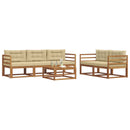 Udendørs sofagruppe med pude 6 pcs Naturlig og Beige