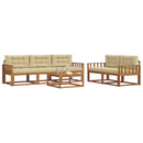 Udendørs sofagruppe med pude 6 pcs Naturlig og Beige