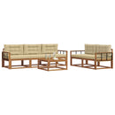 Udendørs sofagruppe med pude 6 pcs Naturlig og Beige