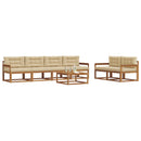 Udendørs sofagruppe med pude 7 pcs Naturlig og Beige