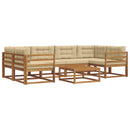 Udendørs sofagruppe med pude 7 pcs Naturlig og Beige