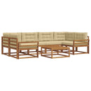 Udendørs sofagruppe med pude 7 pcs Naturlig og Beige
