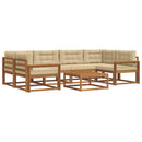 Udendørs sofagruppe med pude 7 pcs Naturlig og Beige