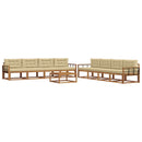Udendørs sofagruppe med pude 9 pcs Naturlig og Beige