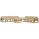 Udendørs sofagruppe med pude 9 pcs Naturlig og Beige