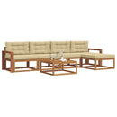 Udendørs sofagruppe med pude 6 pcs Naturlig og Beige