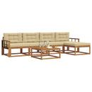 Udendørs sofagruppe med pude 6 pcs Naturlig og Beige