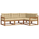 Udendørs sofagruppe med pude 4 pcs Naturlig og Beige