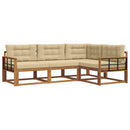 Udendørs sofagruppe med pude 4 pcs Naturlig og Beige