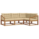 Udendørs sofagruppe med pude 4 pcs Naturlig og Beige