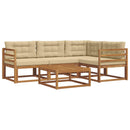 Udendørs sofagruppe med pude 5 pcs Naturlig og Beige