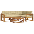 Udendørs sofagruppe med pude 5 pcs Naturlig og Beige
