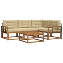 Udendørs sofagruppe med pude 5 pcs Naturlig og Beige