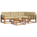 Udendørs sofagruppe med pude 5 pcs Naturlig og Beige