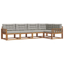 Udendørs sofagruppe med pude 5 pcs Naturfarvet og lysegrå