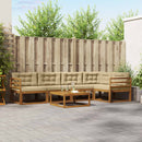 Udendørs sofagruppe med pude 6 pcs Naturlig og Beige