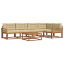 Udendørs sofagruppe med pude 6 pcs Naturlig og Beige