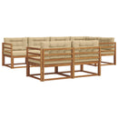 Udendørs sofagruppe med pude 7 pcs Naturlig og Beige