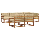 Udendørs sofagruppe med pude 7 pcs Naturlig og Beige