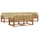 Udendørs sofagruppe med pude 7 pcs Naturlig og Beige