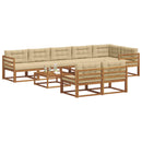 Udendørs sofagruppe med pude 9 pcs Naturlig og Beige