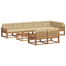 Udendørs sofagruppe med pude 9 pcs Naturlig og Beige
